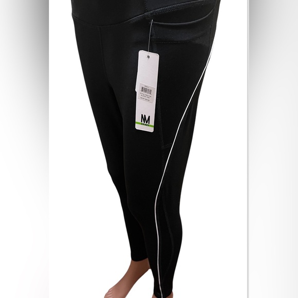 NICOLE MILLER SPORT LEGGING MEDIA POCKETS-WORKOUT WOMEN COLOR BLACK/WHITE LINE S - Picture 7 of 13